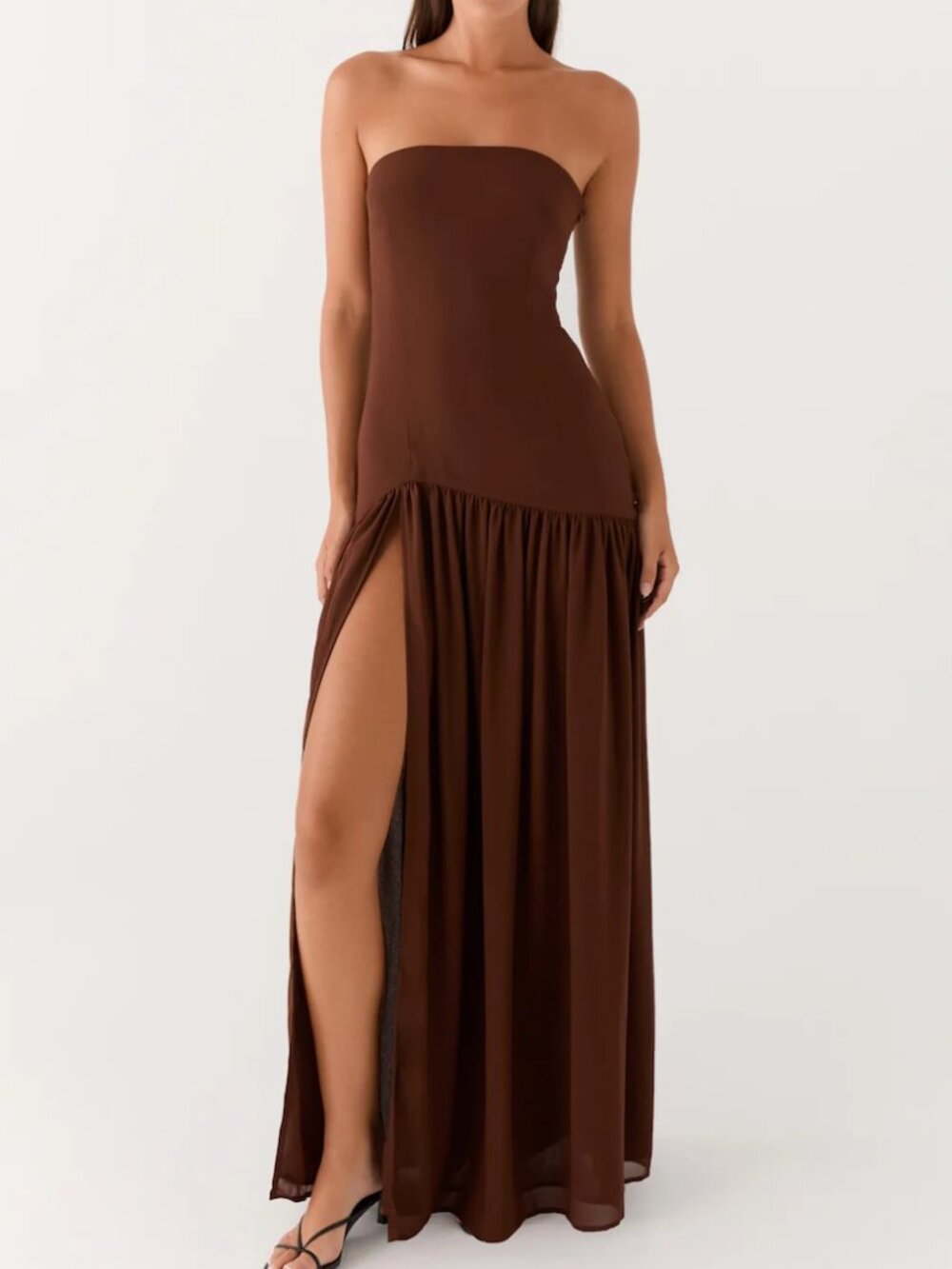 Peppermayo Brown Eden Strapless Maxi Dress, NWT, Size 4